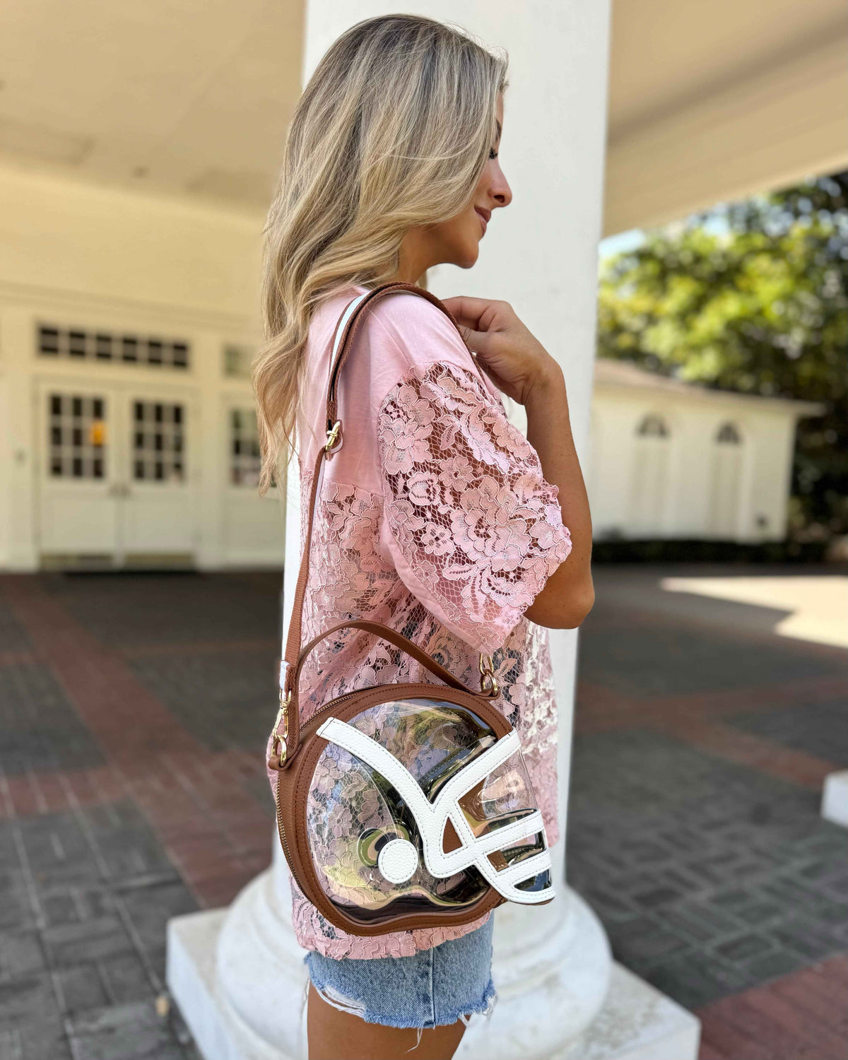 Brown Football-Helmet Stadium-Approved Clear Purse