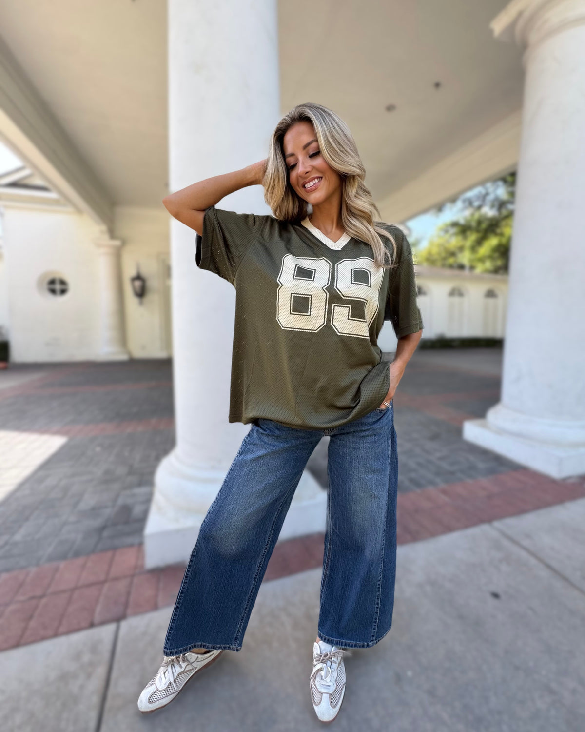 Olive Oversized "89" Jersey