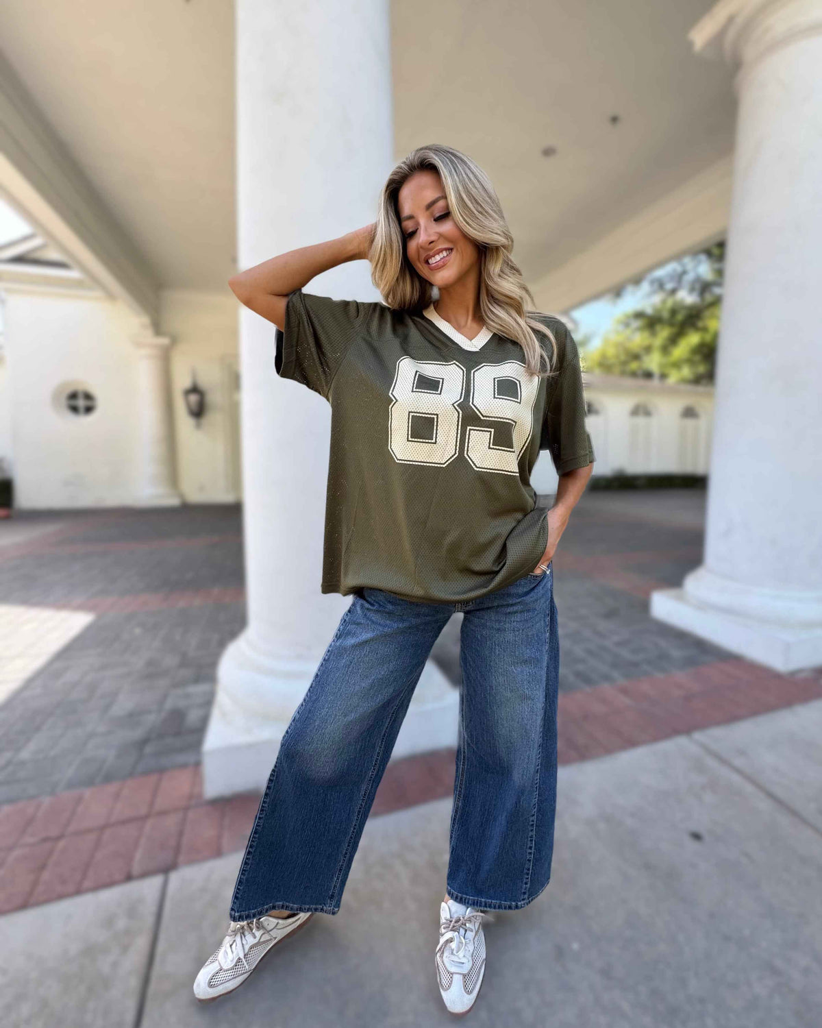 Olive Oversized "89" Jersey