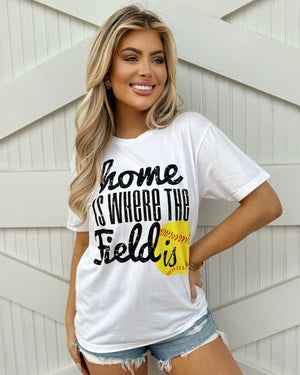 Softball Home Is Where The Field Is® White Comfy Tee - Live Love Gameday®