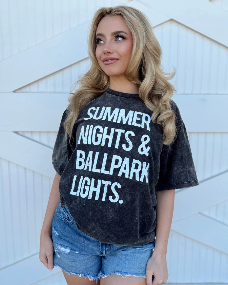 Mineral-Washed Summer Nights & Ballpark Lights® Tee - Live Love Gameday®