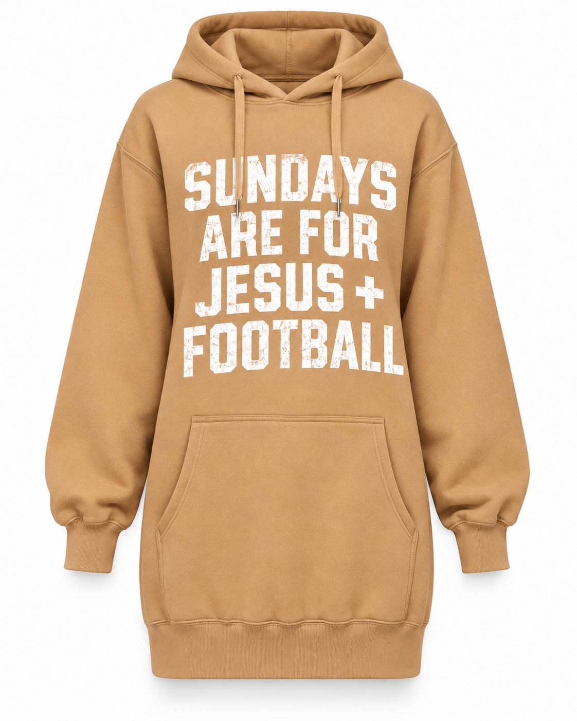 Tan "Sundays Are For Jesus + Football" Football Kangaroo-Pocket Tunic