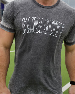 Outlined Kansas City Unsiex Gray Acid-Wash Tee - Live Love Gameday®