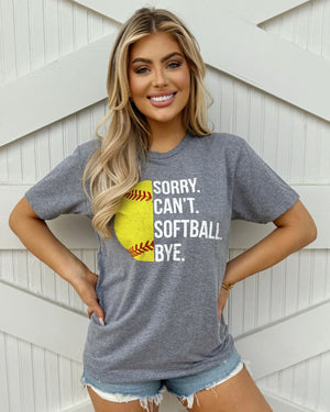 SORRY. CAN’T. SOFTBALL. BYE. Unisex Comfy Tee - Live Love Gameday®