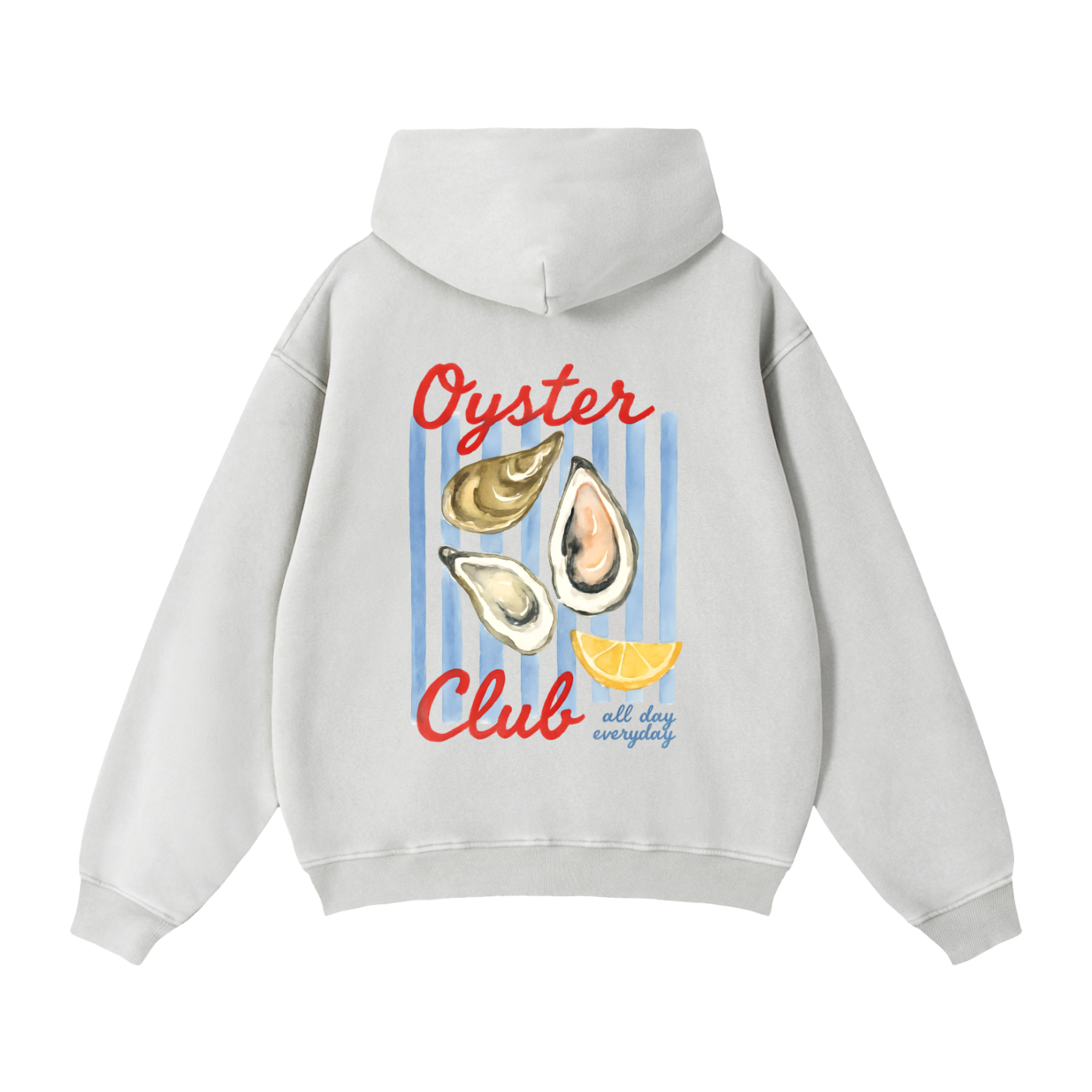 "Oyster Club" Zip-Through Boxy Fleece Hoodie