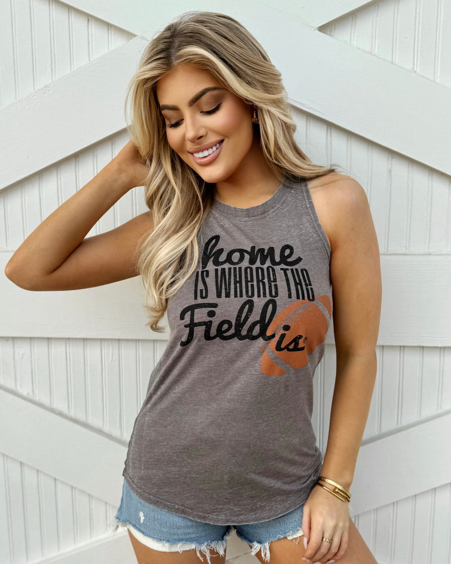 Football Home Is Where The Field Is® Flowy Acid-Wash Tank - Live Love Gameday®