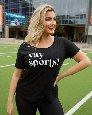 Slouchy Off-Shoulder YAY SPORTS! Tee - Live Love Gameday®