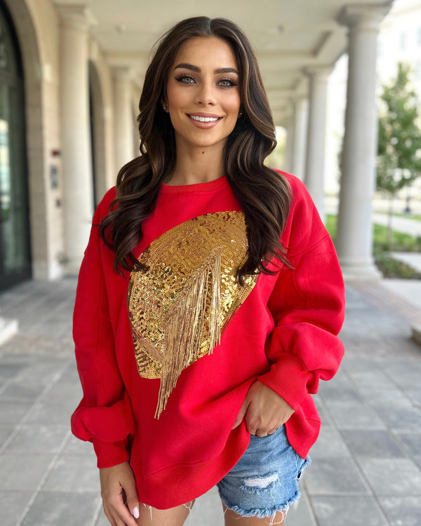 Red Kansas City Sequin Football Tee - localE.