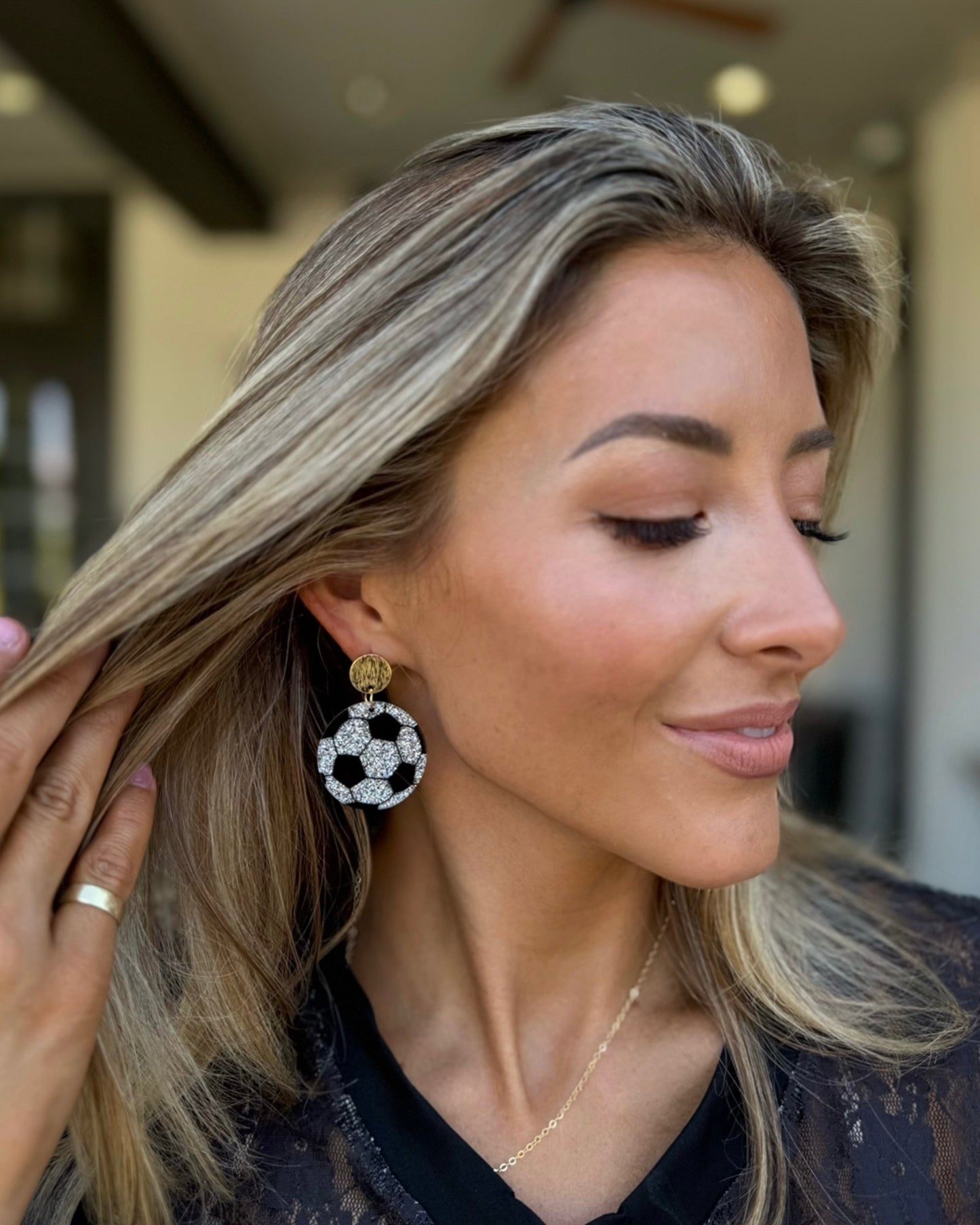 Glitter Soccer Earrings