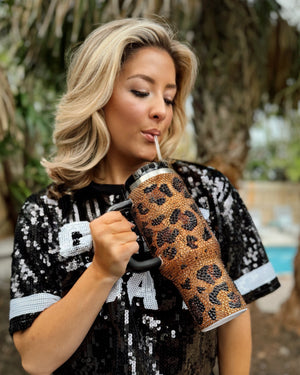 40 Oz. Crystal Leopard Tumbler (Ships Approx. 2/15) - Live Love Gameday®