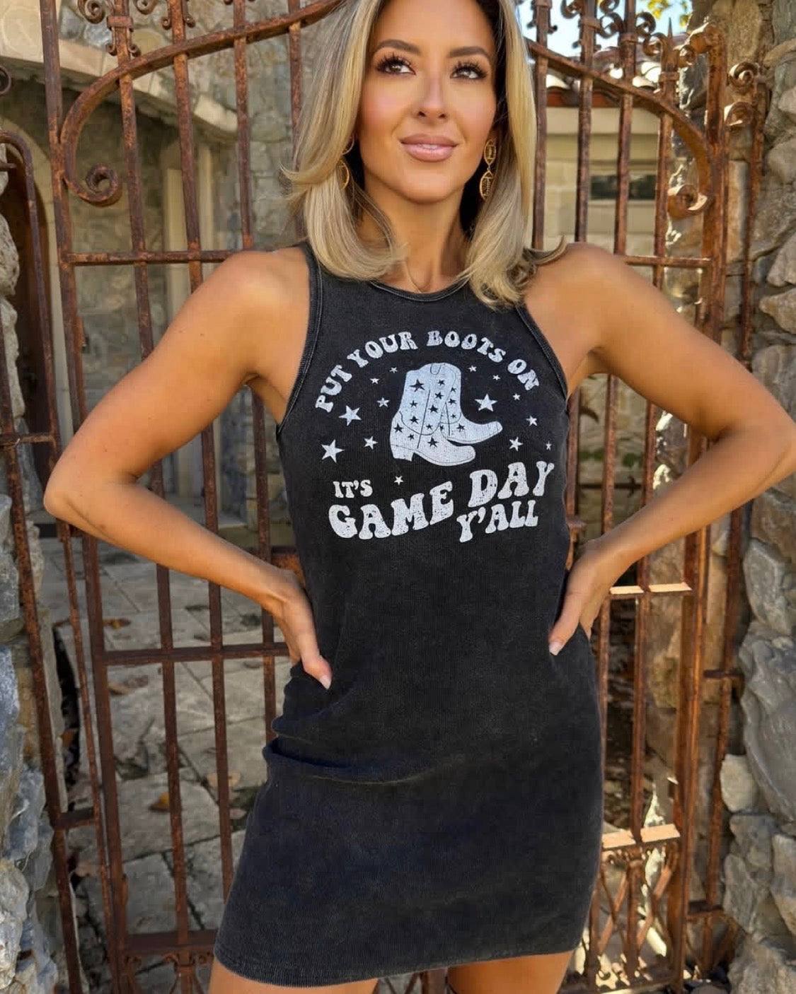 Put Your Boots On It's Game Day Fitted Dress