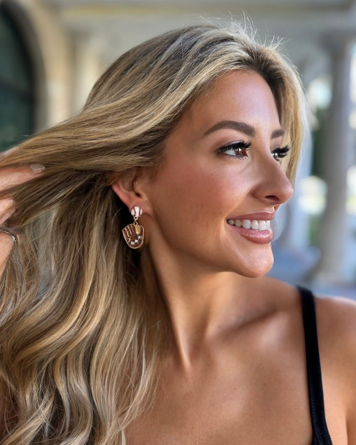Baseball Glove Rhinestone Earring