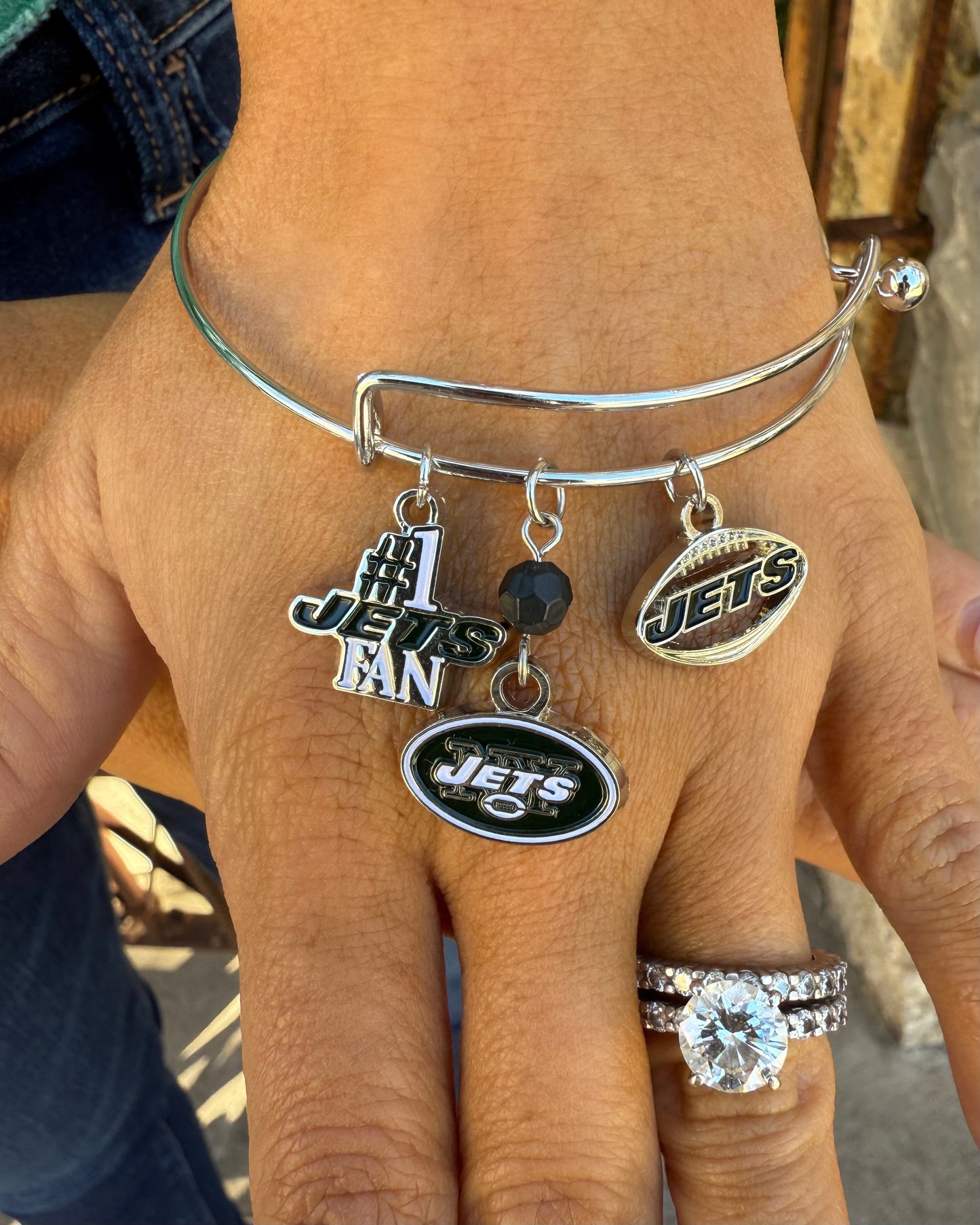 New York Jets Three Charm Logo Bracelet