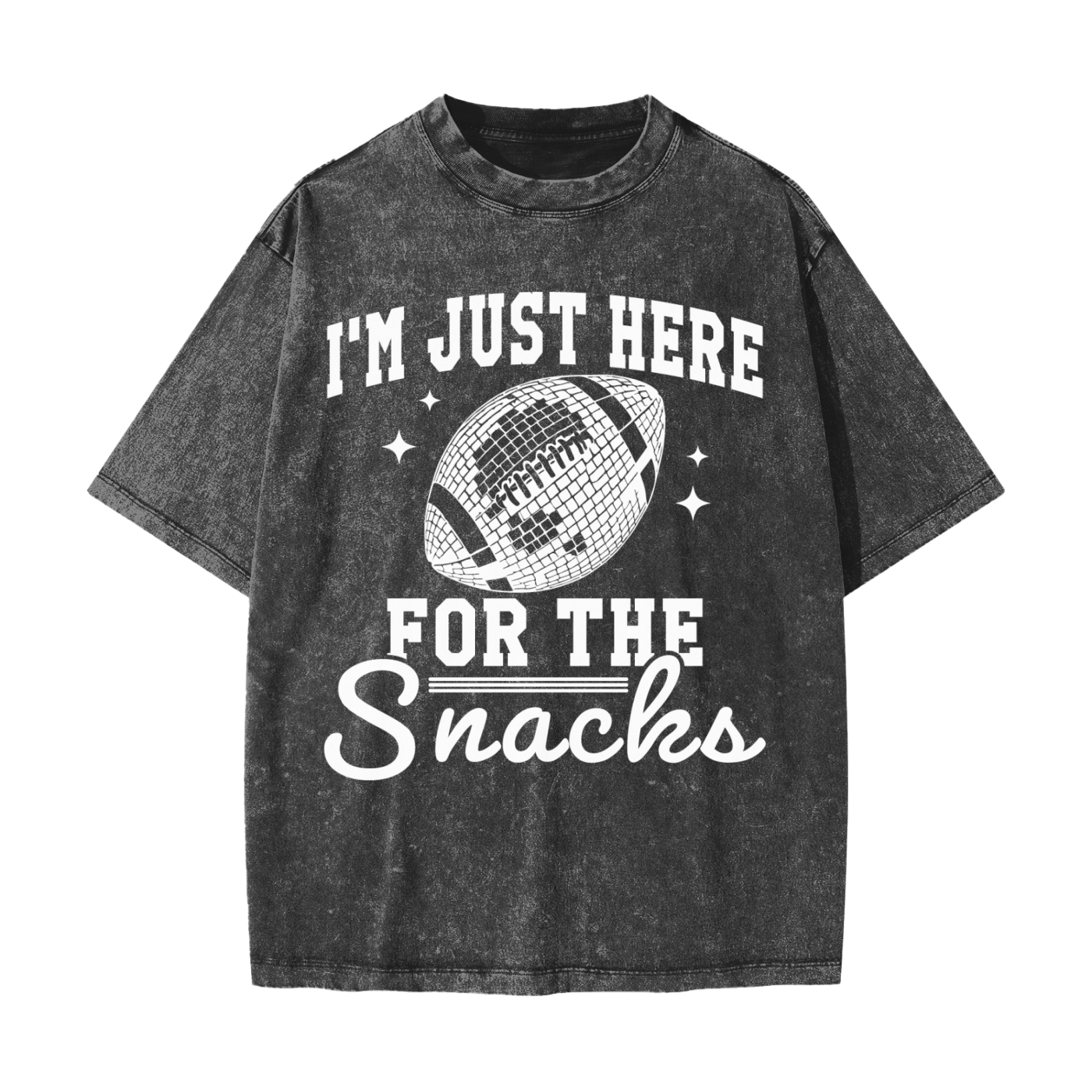 "Just Here For The Snacks" Heavyweight Snow-Washed Tee