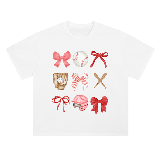 "Baseball Bows" Heavyweight Drop-Shoulder Cotton Tee