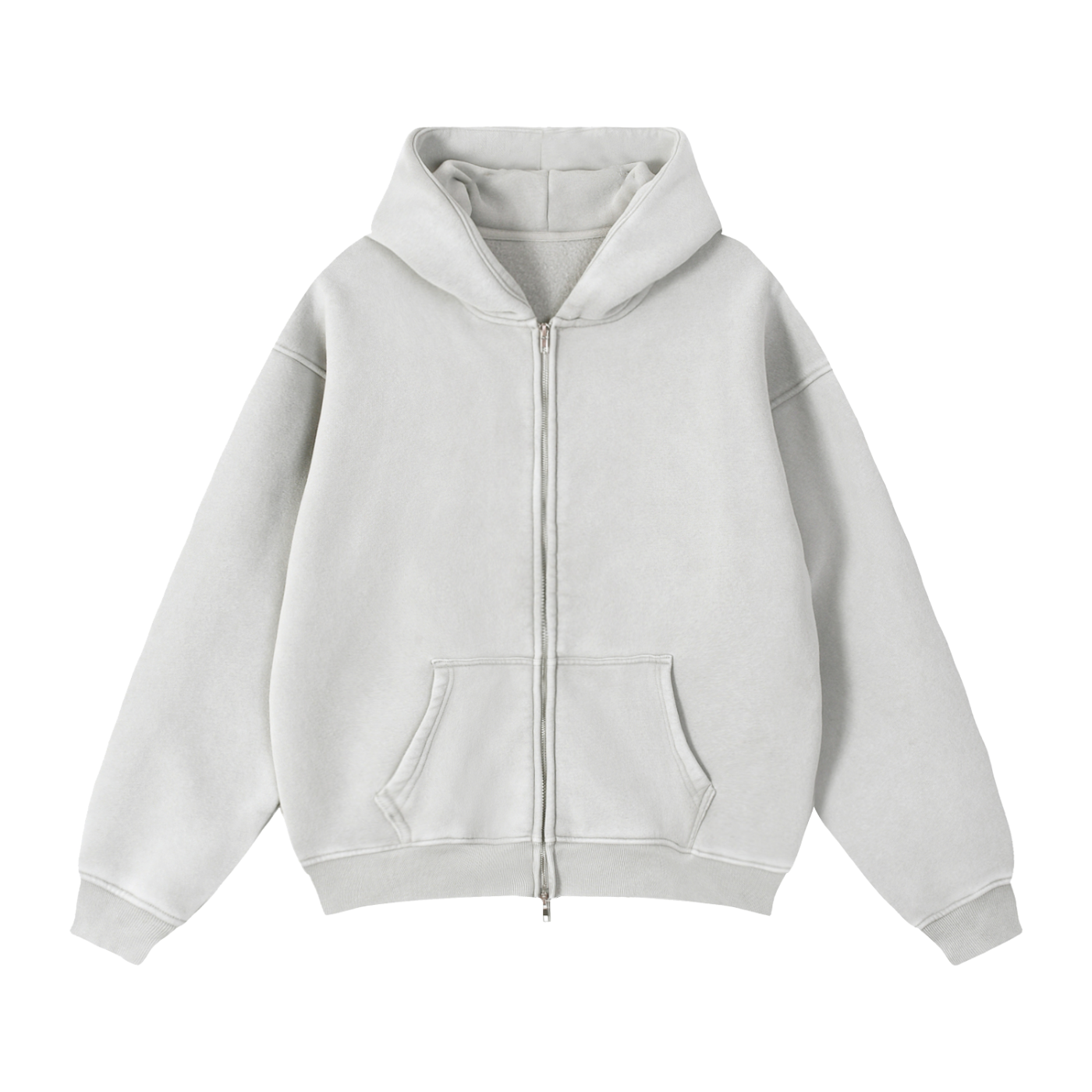 "Oyster Club" Zip-Through Boxy Fleece Hoodie