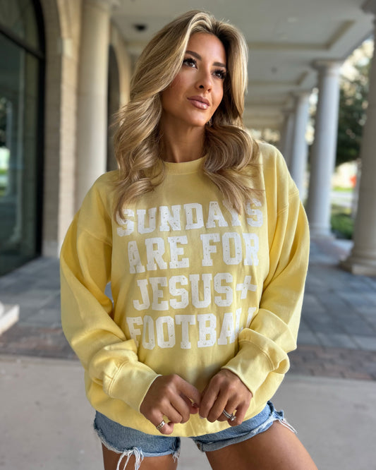 Butter Yellow "Sundays Are For Jesus + Football" Sweatshirt
