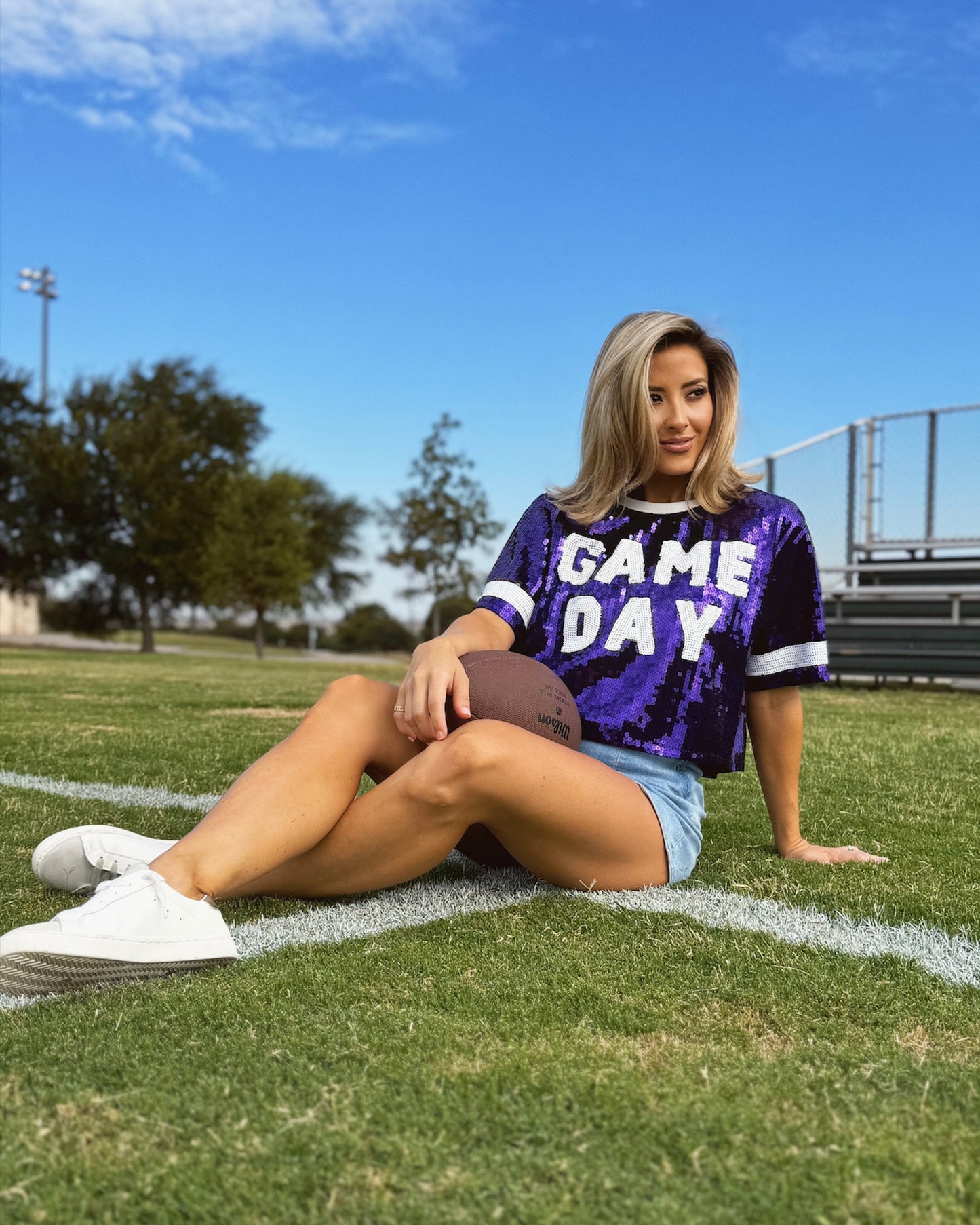 BLACK FRIDAY: Purple “Game Day” Sequin Crop (Ships Approx. 1/15)