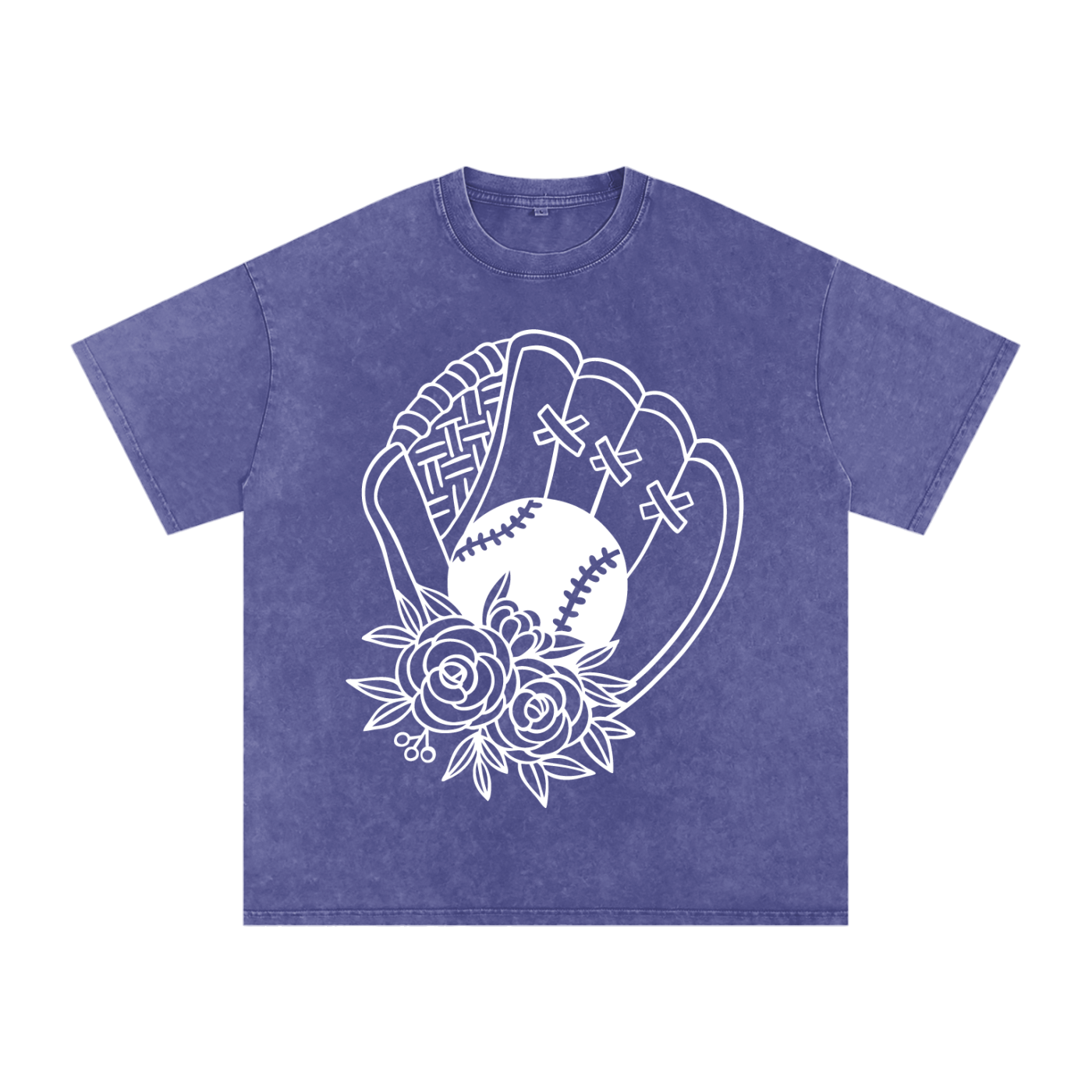 "Floral Glove" Snow-Washed Oversized Cotton Tee