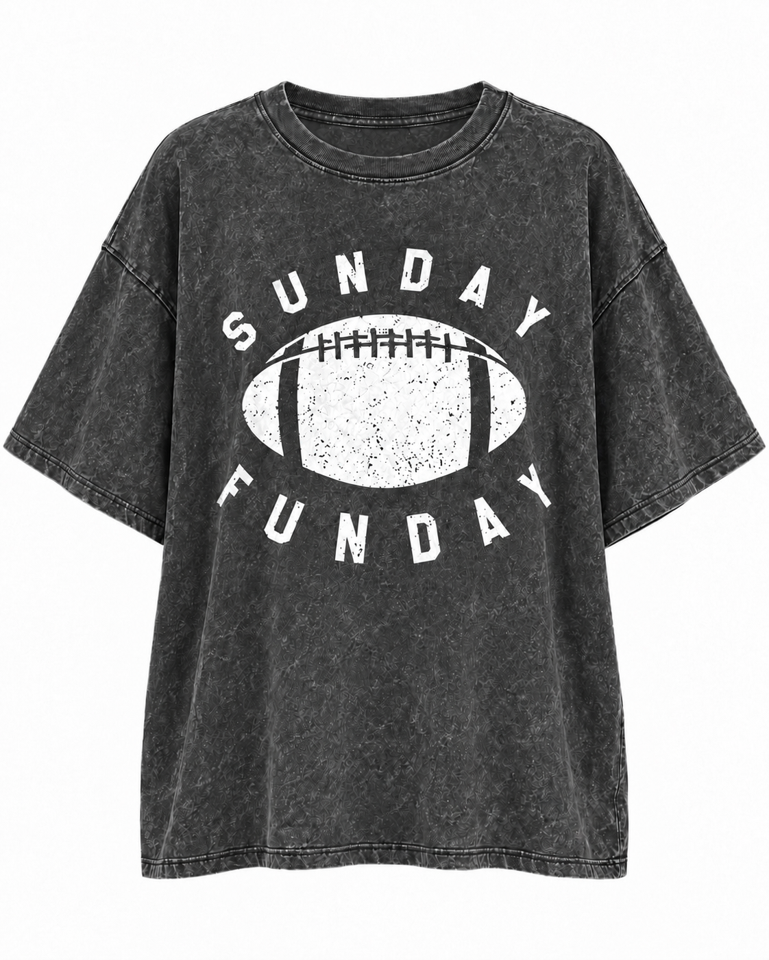 Washed Black "Sunday Funday" Oversized Mineral-Washed Tee