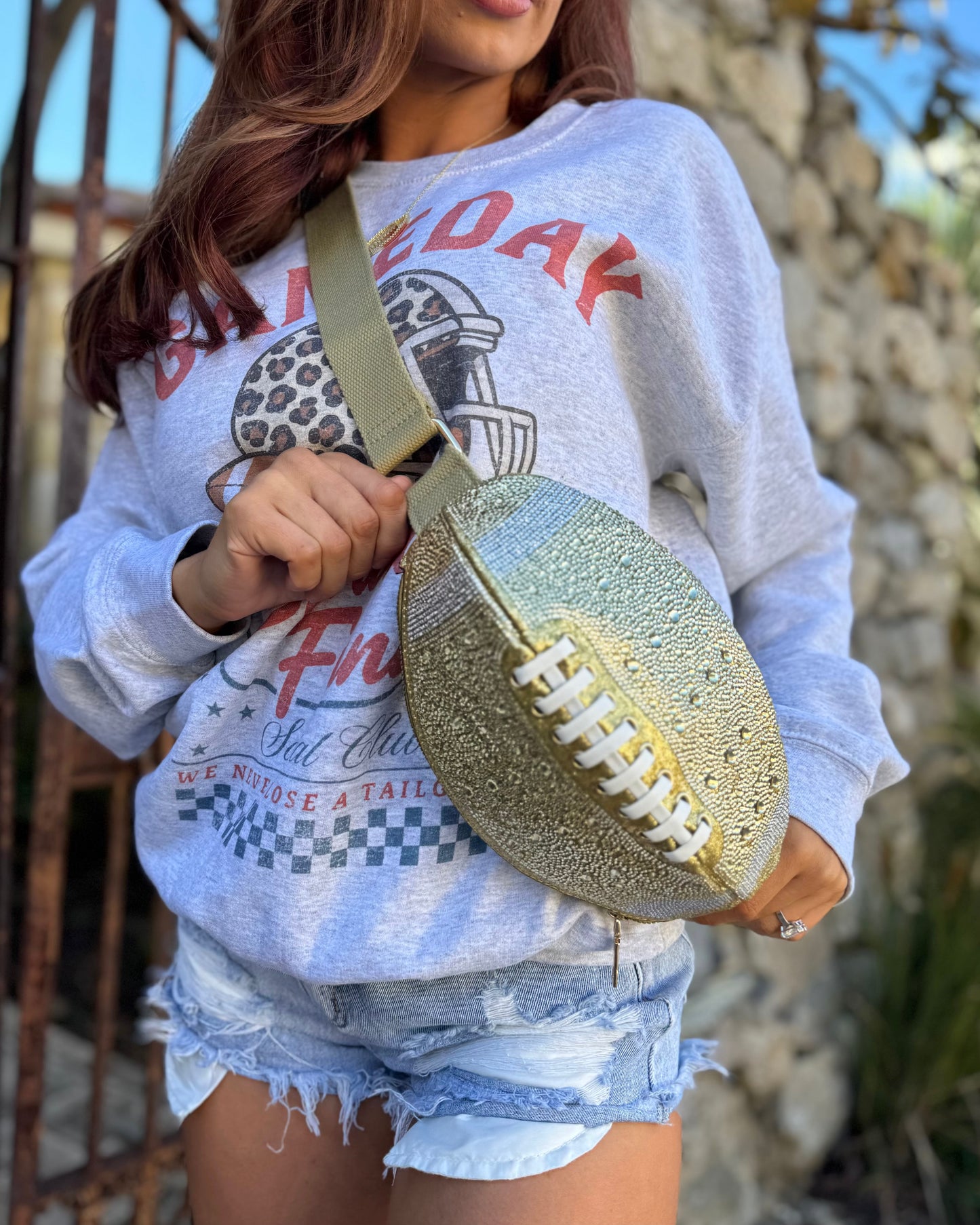 Sparkle Football Crossbody Purse