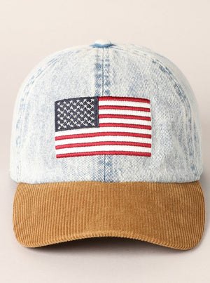 Embroidered US Flag Two Tone Baseball Cap - Live Love Gameday®