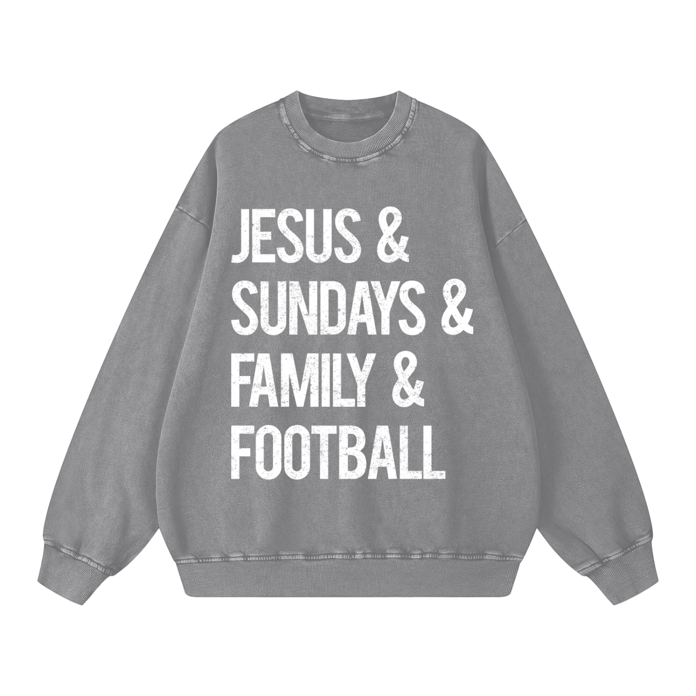 "Jesus & Football" Snow-Washed Oversized Sweatshirt