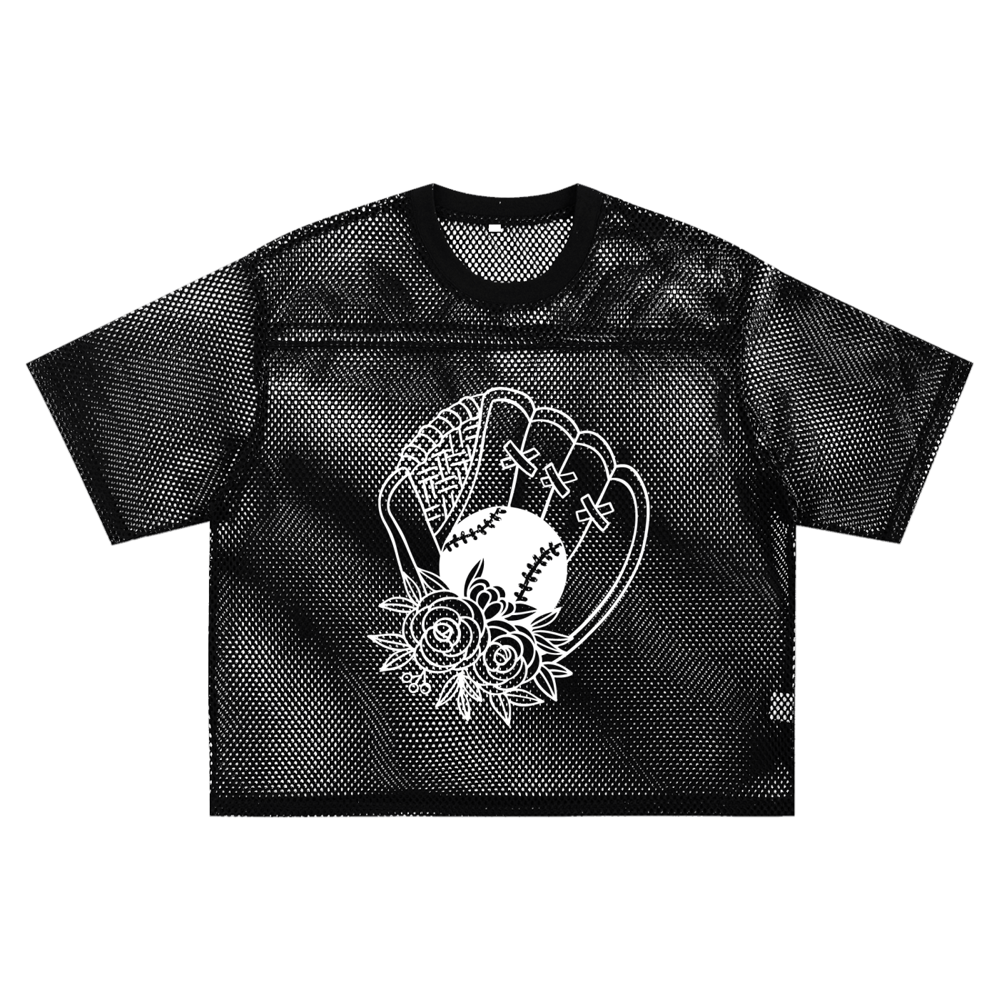 "Floral Glove" See-Through Boxy Net Tee