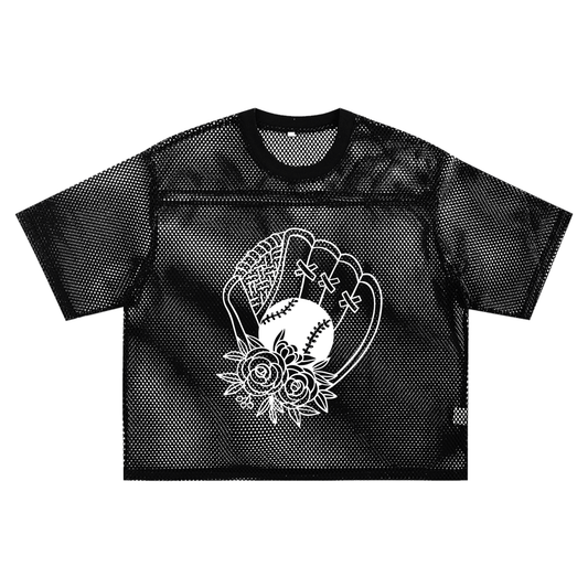 "Floral Glove" See-Through Boxy Net Tee