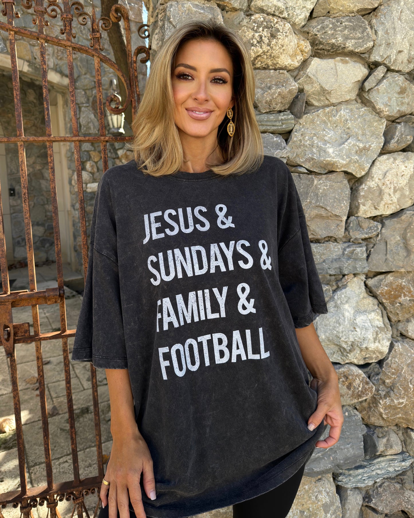 Super Oversized “Jesus & Sundays & Family & Football” Top