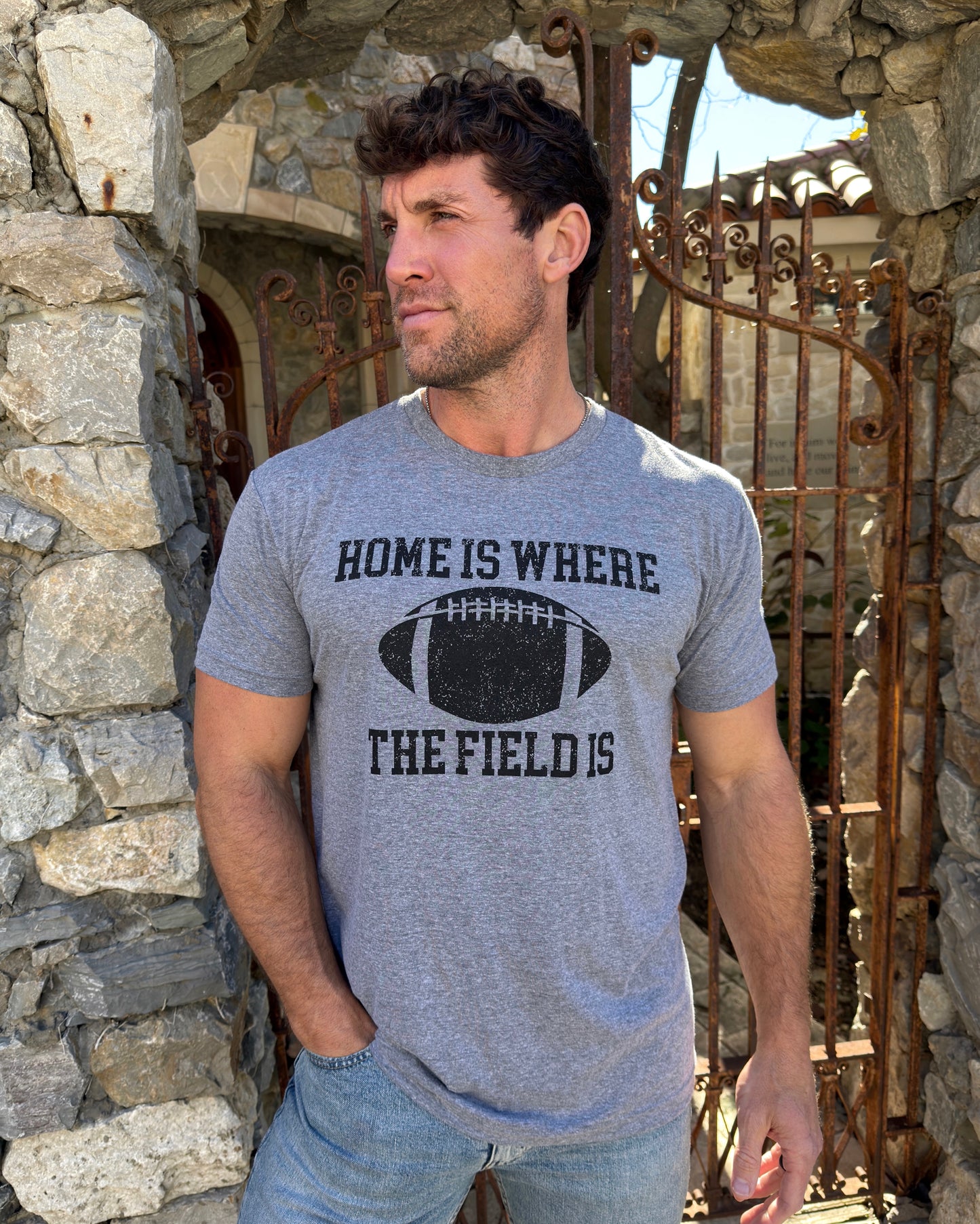 Unisex “Home Is Where The Field Is” Football Tee