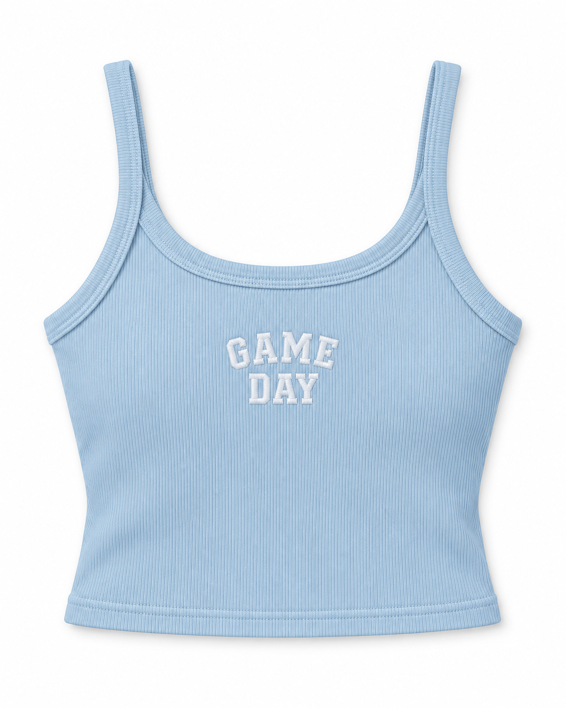 Blue "Game Day" Embroidered Mini Ribbed Tank