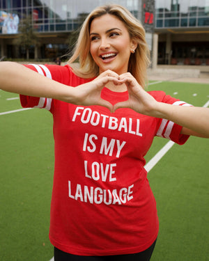 Red Varsity Football Is My Love Language Jersey Tee - Live Love Gameday®