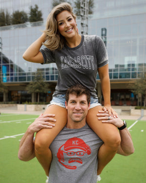Outlined Kansas City Unsiex Gray Acid-Wash Tee - Live Love Gameday®
