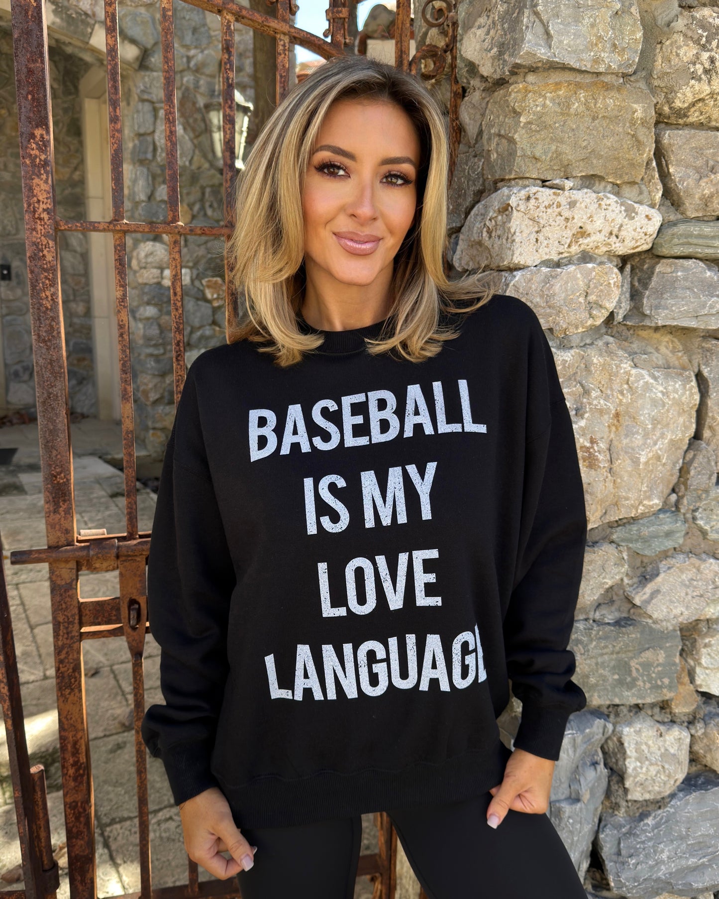 Cozy “BASEBALL Is My Love Language” Black Pullover