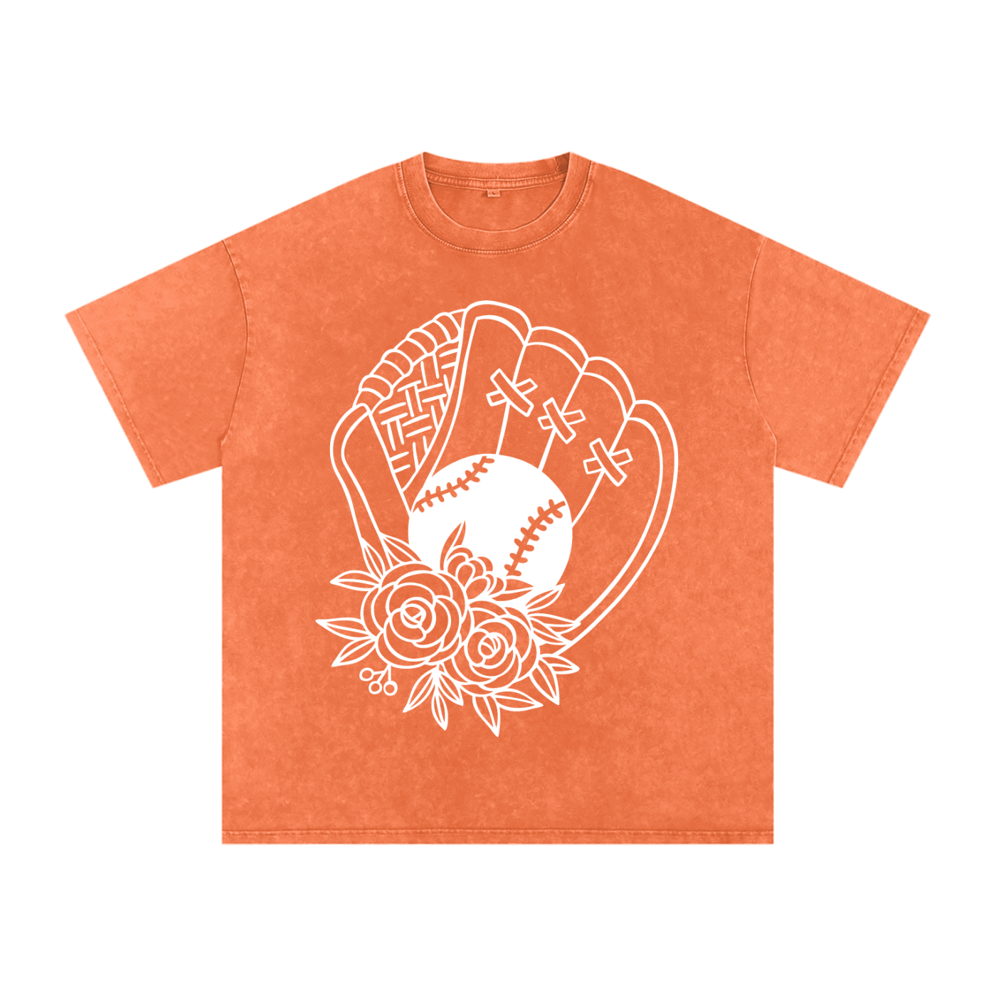 "Floral Glove" Snow-Washed Oversized Cotton Tee