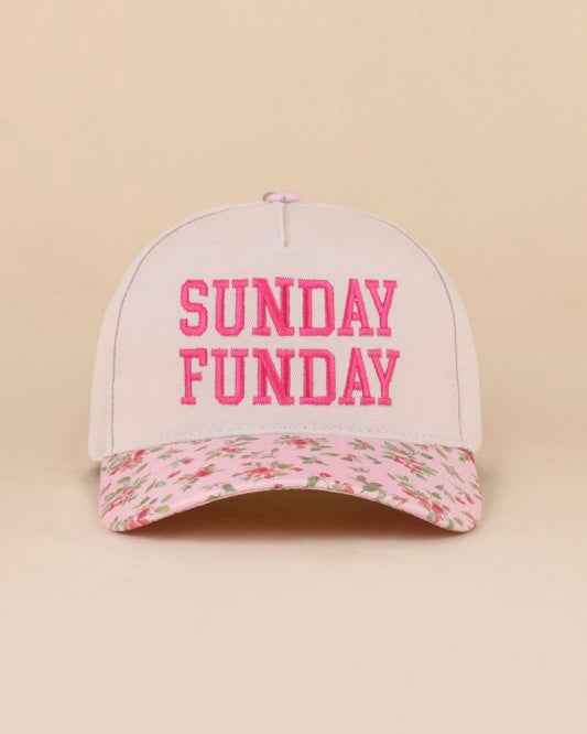 Pink Floral "Sunday Funday" Cap