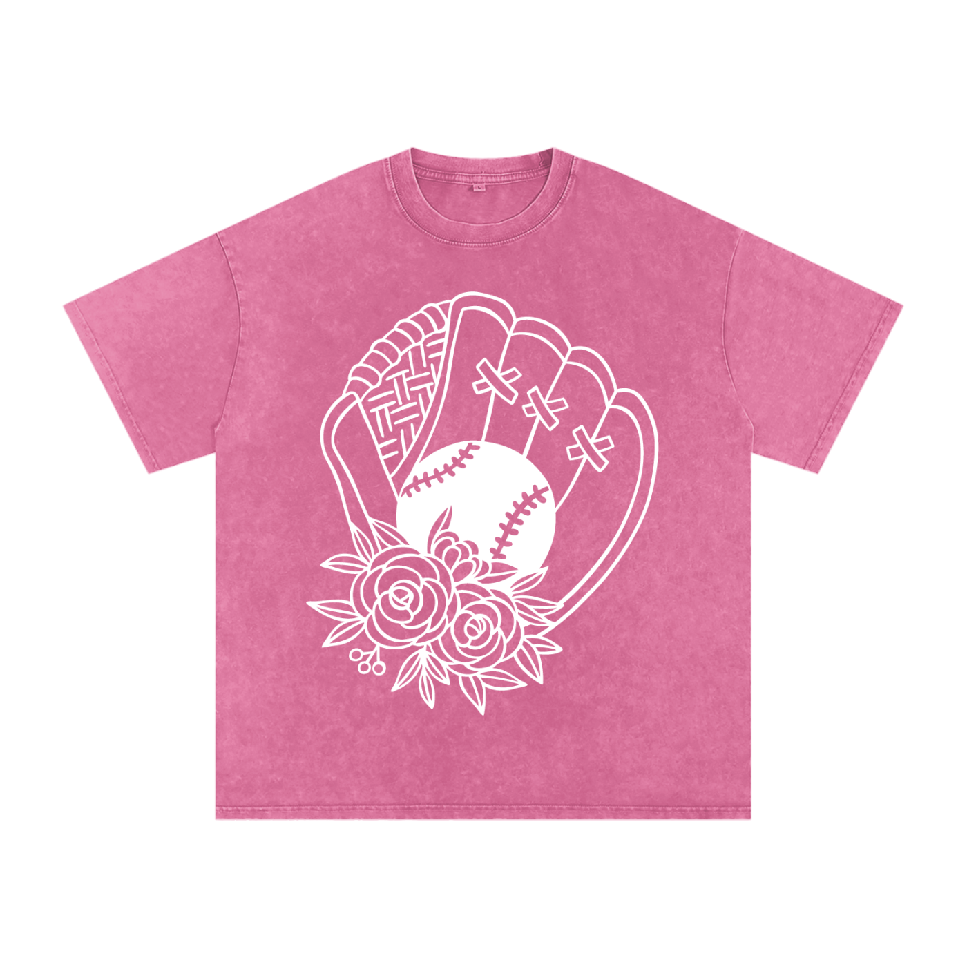 "Floral Glove" Snow-Washed Oversized Cotton Tee