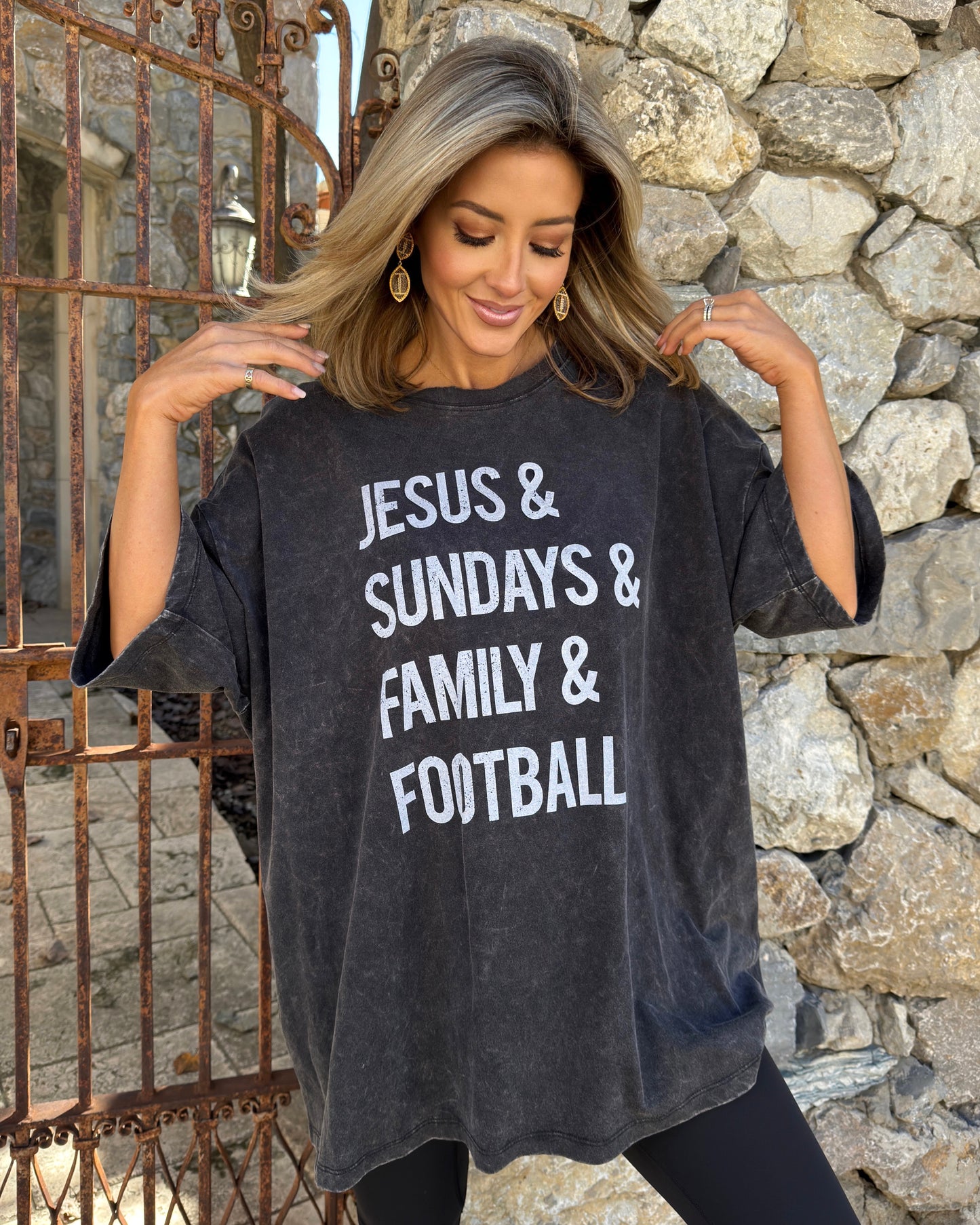 Super Oversized “Jesus & Sundays & Family & Football” Top