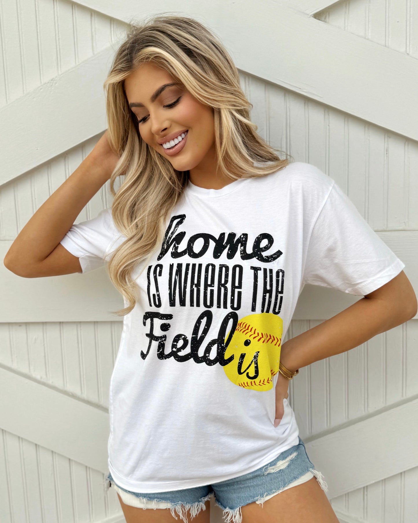 Softball Home Is Where The Field Is® White Comfy Tee - Live Love Gameday®