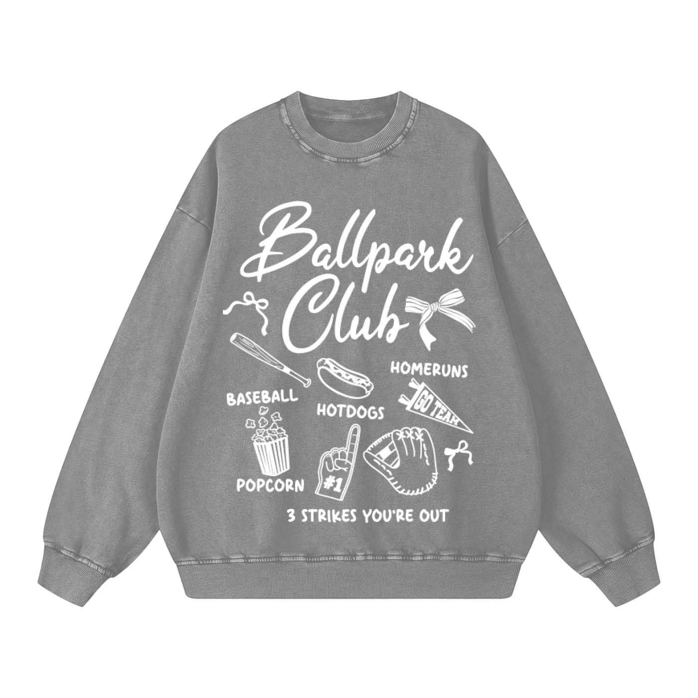 "Ballpark Club" Snow-Washed Oversized Sweatshirt