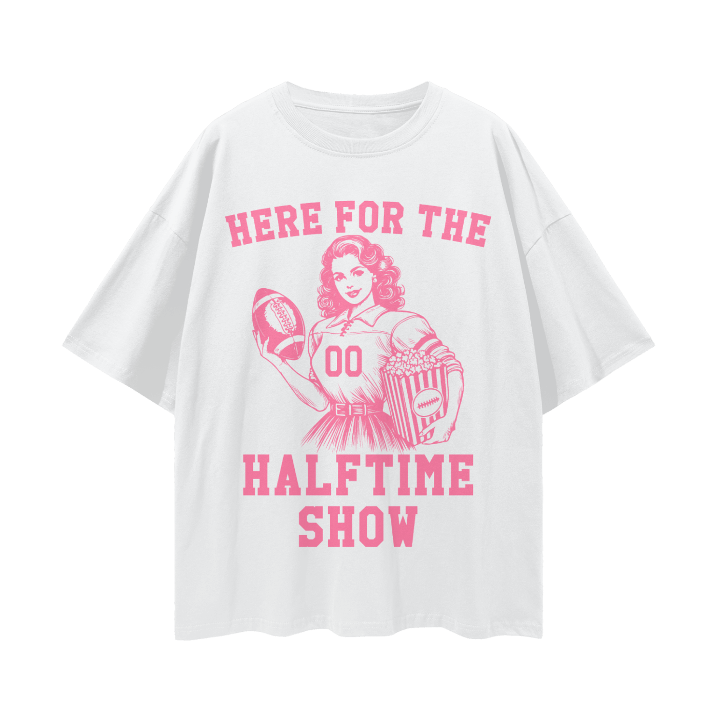 "Halftime Show" Streetwear Loose Drop-Shoulder Tee