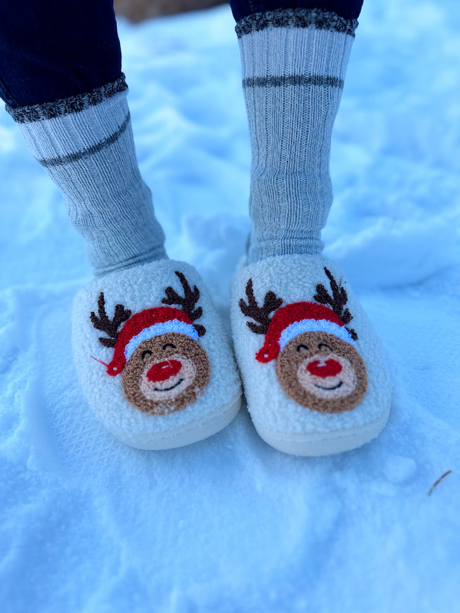 Reindeer Cozy Plush Closed Toe Slippers (Ships Approx. 11/20) - Live Love Gameday®