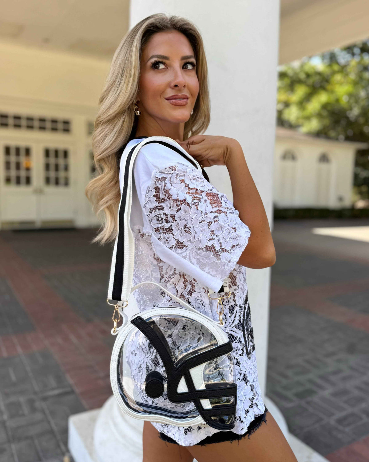 White Football-Helmet Stadium-Approved Clear Purse