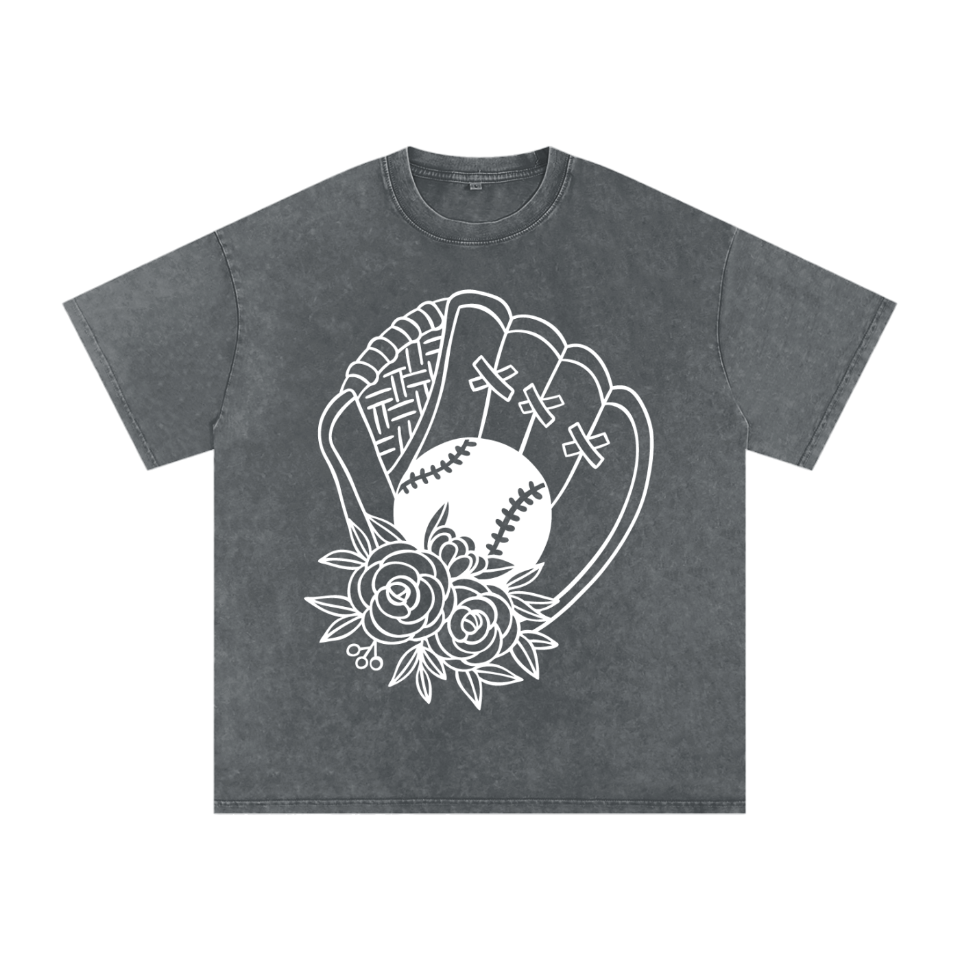 "Floral Glove" Snow-Washed Oversized Cotton Tee