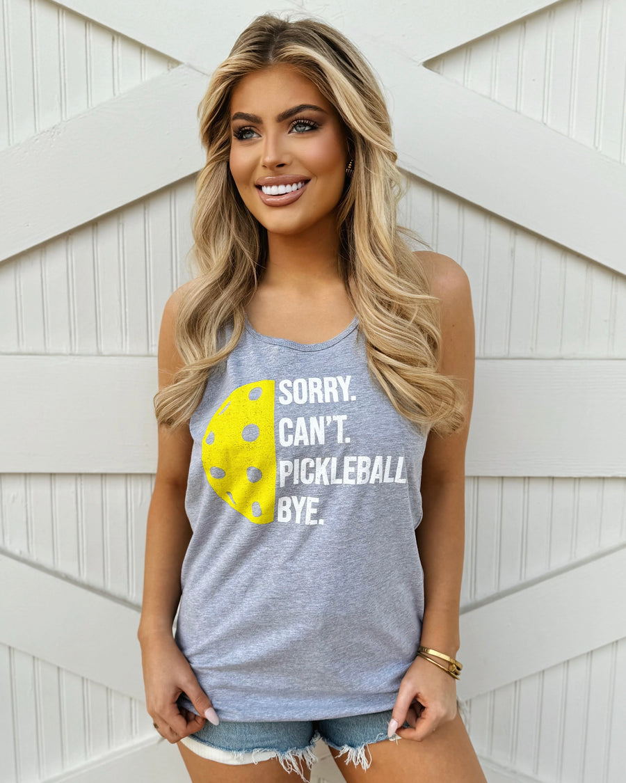 Sorry. Can’t. Pickleball. Bye. Unisex Tank - Live Love Gameday®