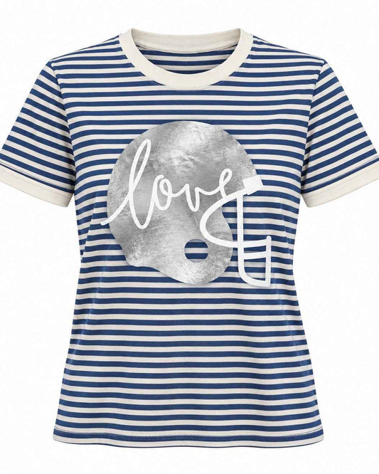 Blue Stripe "Football Helmet Love" Tee