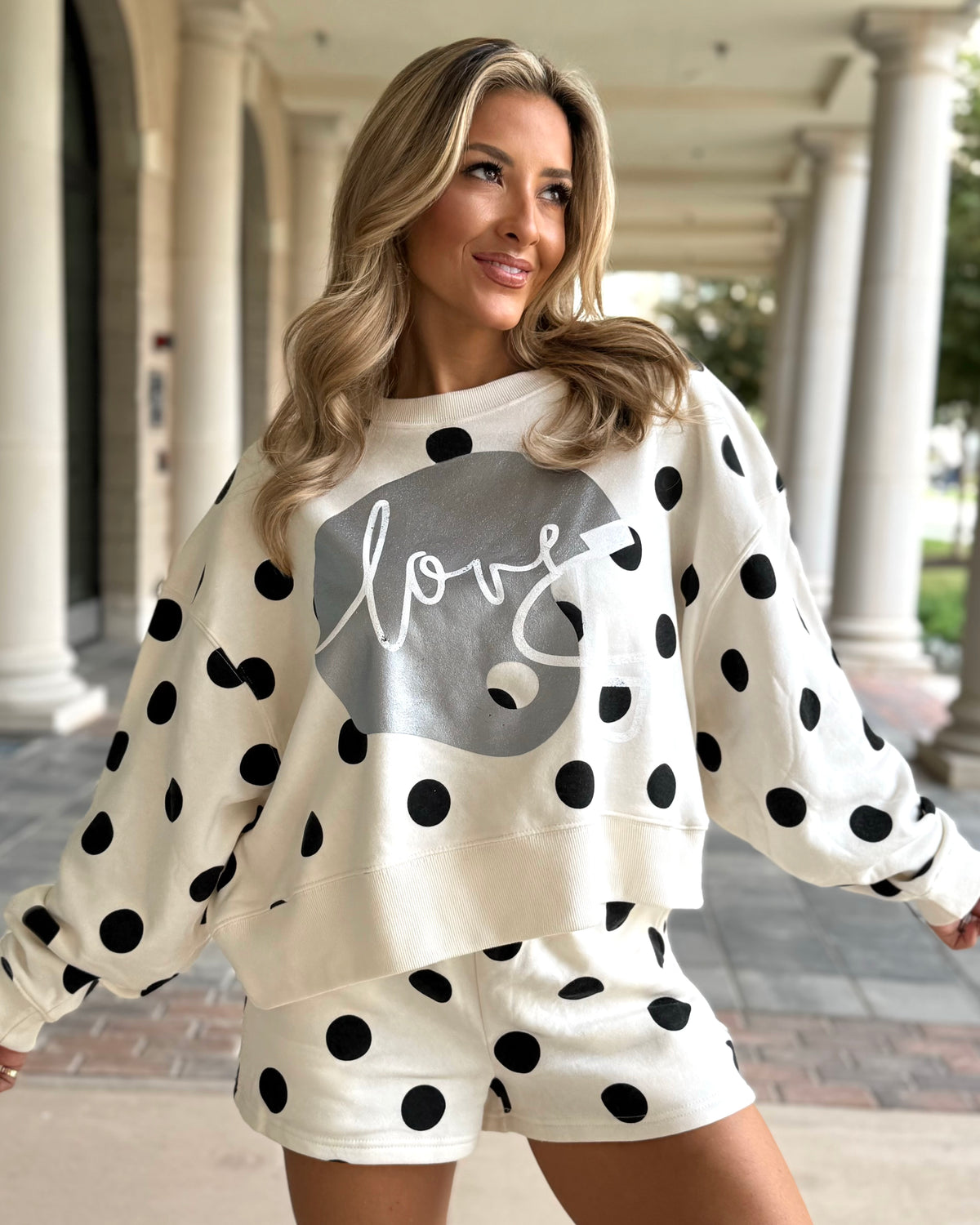 Polka Dot "Football Helmet Love" Pullover + Shorts Set