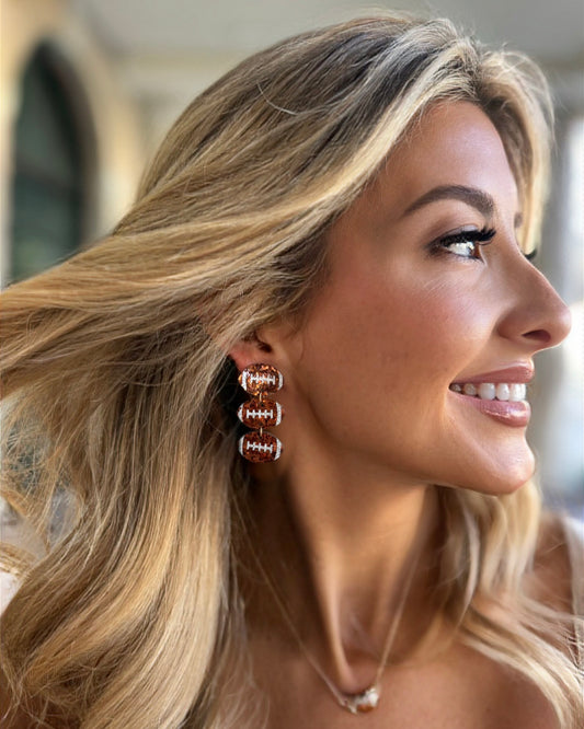 Glitter Triple Drop Football Earring
