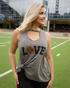 Cut-Out Gray "LOVE "Football Flowy Tank - Live Love Gameday®